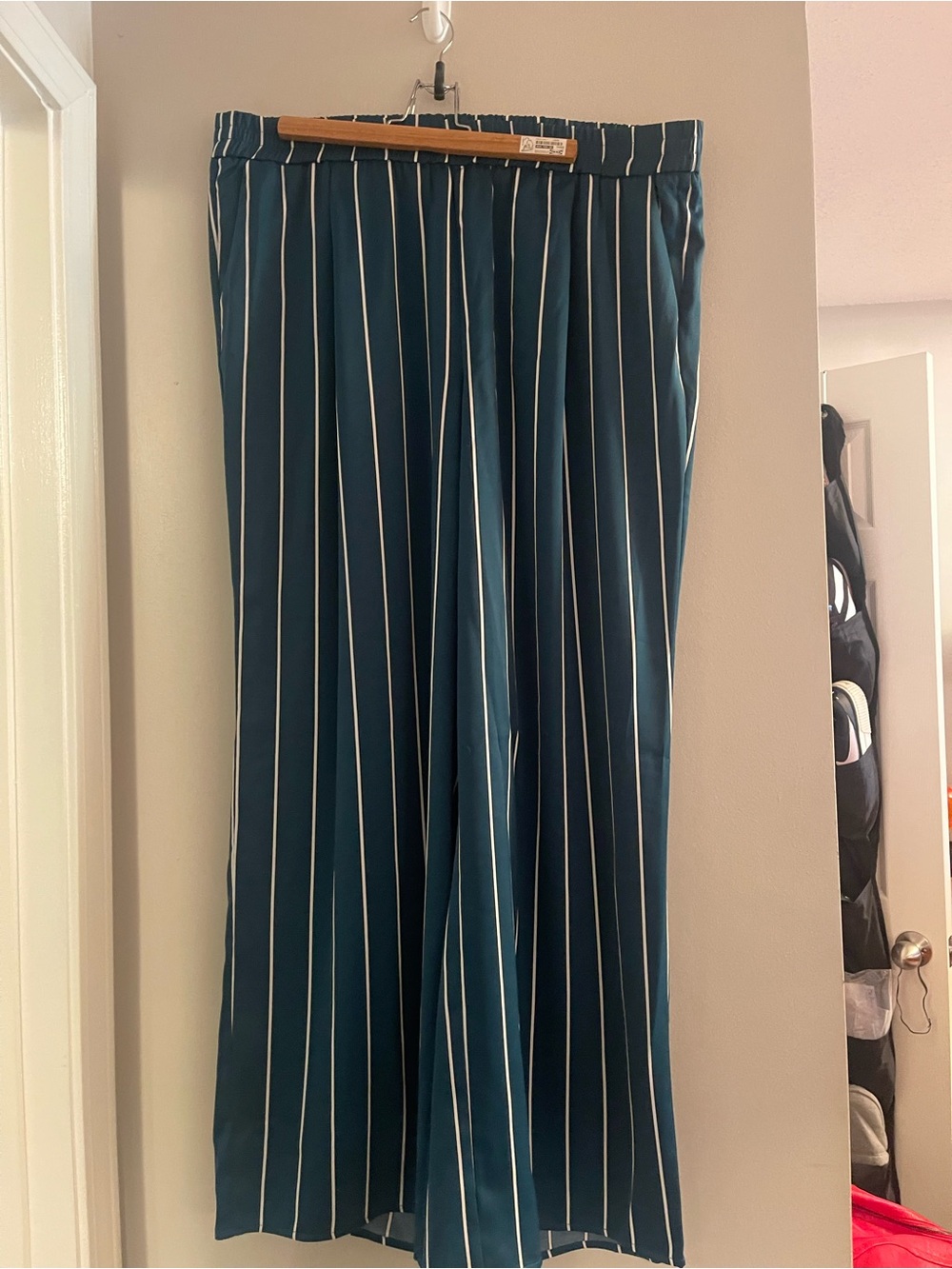 Striped Teal Wide-Leg women Pants